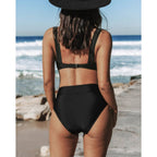 Sinforosa™ | Bikini liso de tiro alto con top en V