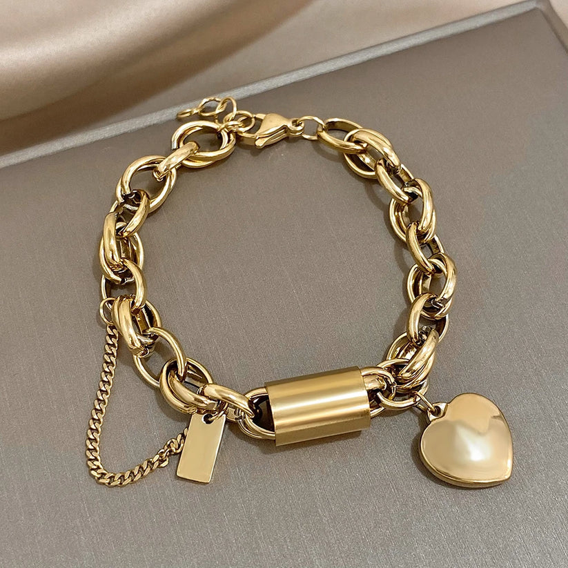 Dik Armbandje met Hartje | Goud
