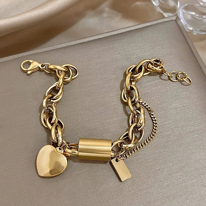 Dik Armbandje met Hartje | Goud
