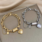 Pulsera Gruesa con Corazón | Oro