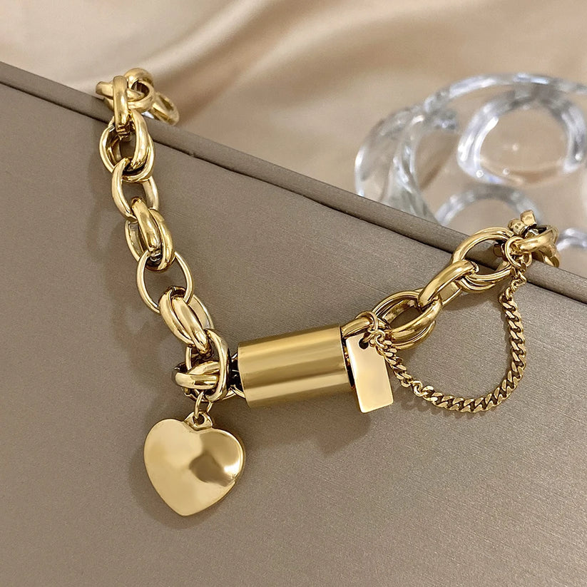 Dik Armbandje met Hartje | Goud
