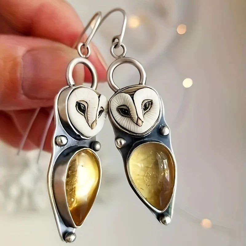 Boho hangoorbellen met uil