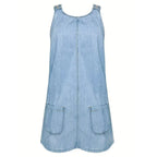 Honorata™ | Vestido vaquero sin mangas con franzido