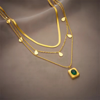 Serenna Gouden Ketting- en Smaragdset
