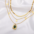 Serenna Gouden Ketting- en Smaragdset