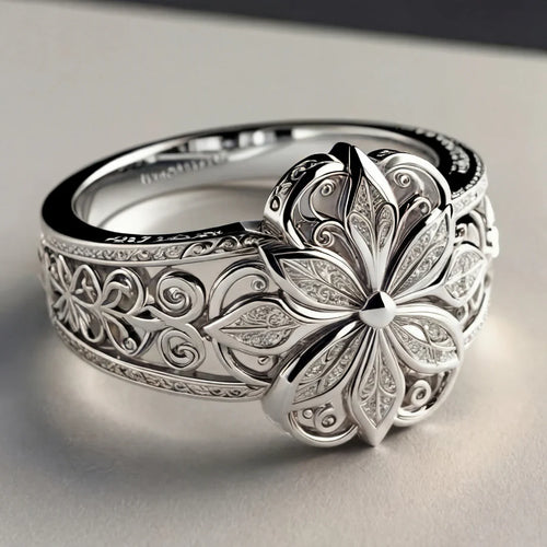 Anillo Exótico Floral en Oro con Circonita | Oro