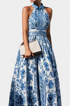 Shante Vestido A-Line Estampado Floral con Cuello Solapa