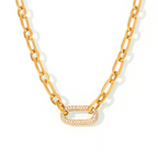Sieradenset met ketting met schakels en pavé | Goud