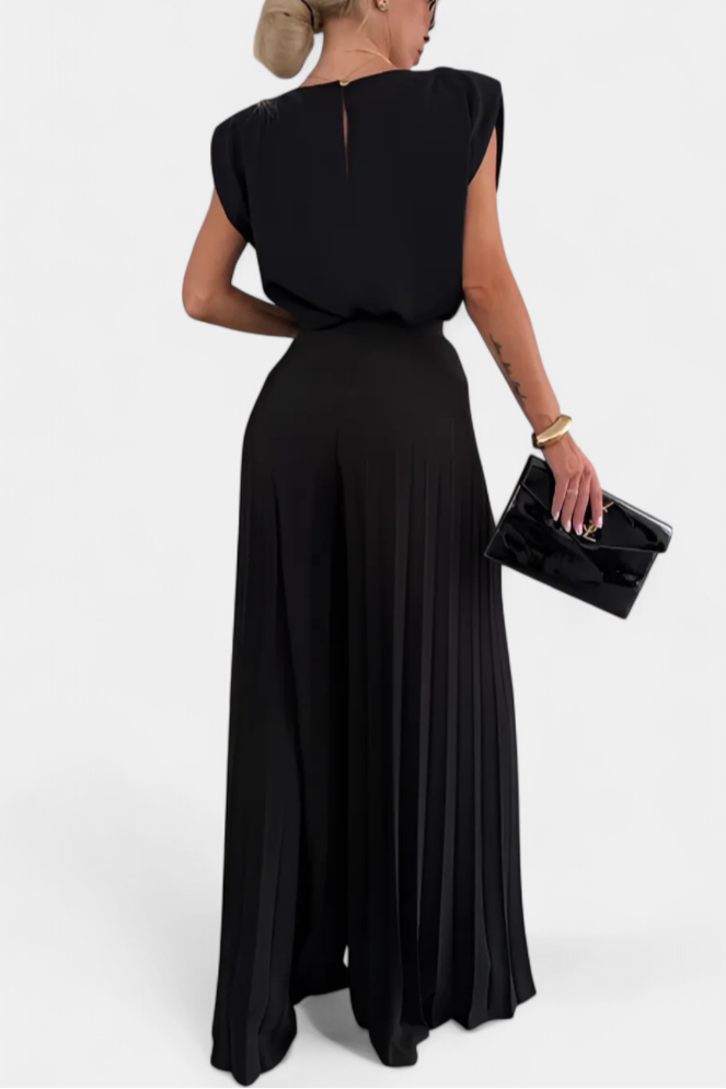 Liora Conjunto de Dos Piezas con Top Estructurado y Pantalón Plisado