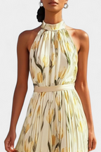 Juliene Vestido Floral Sin Mangas con Cinturón