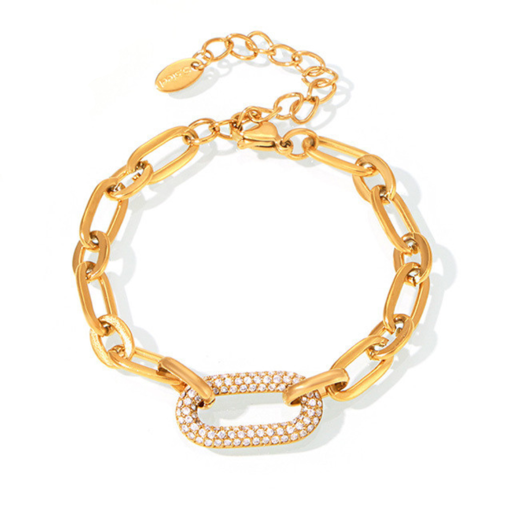 Pave-schakelketting sieradenset | Goud