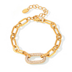 Sieradenset met ketting met schakels en pavé | Goud