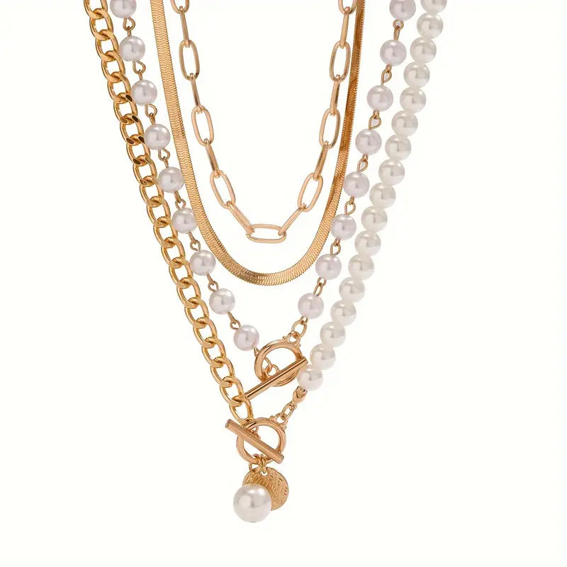 Vintage Parelketting & Slangenketting Set | Goud