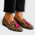 Lana Zapatillas Estampadas con Borlas Decorativas