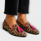 Lana Zapatillas Estampadas con Borlas Decorativas