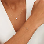 Set van ketting en armband met moissaniet | Goud