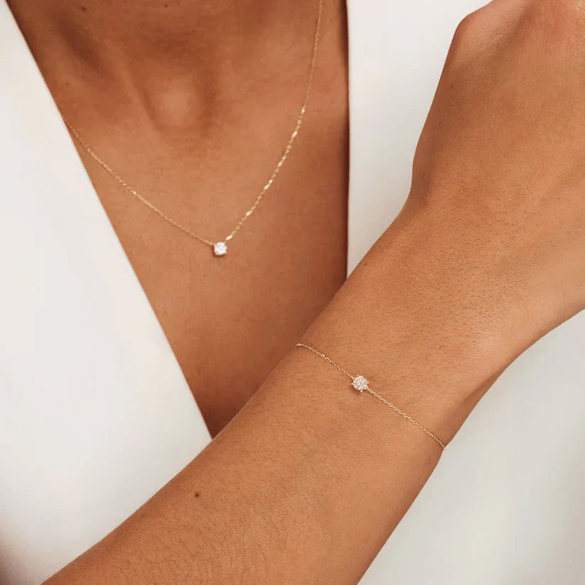 Conjunto de Collar y Pulsera Piedra Moissanite | Oro