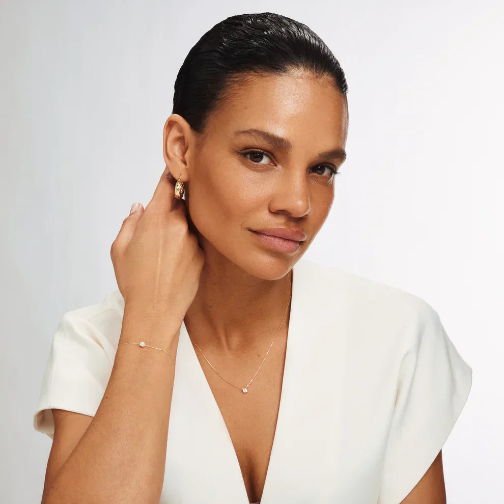 Moissanite Steen Ketting en Armband Set | Goud