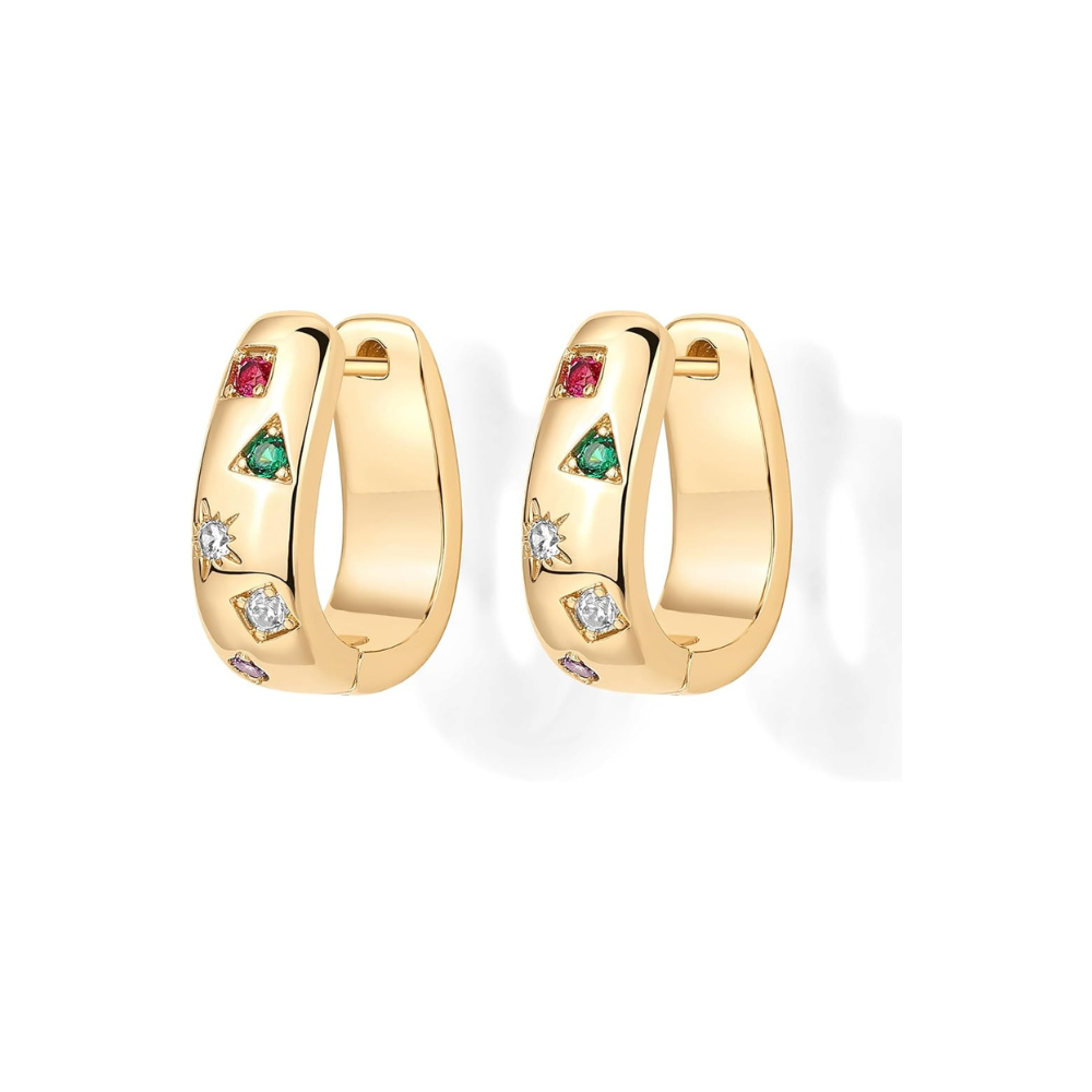 Pendientes Argolla Dorada Ola de Color | Oro