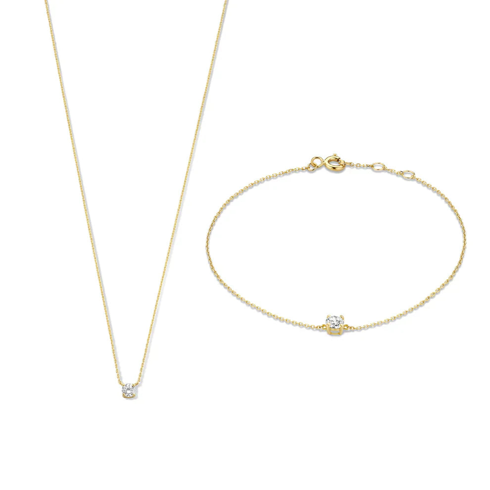 Moissanite Steen Ketting en Armband Set | Goud