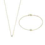Set van ketting en armband met moissaniet | Goud