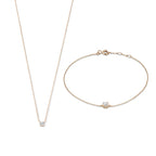 Set van ketting en armband met moissaniet | Goud