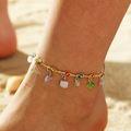 Multicolor Kristal en Gouden Enkelbandje