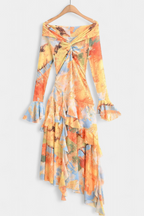 Agentha Falda Larga Asimétrica con Estampado Tie-Dye