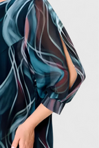 Almira Vestido de Gasa con Estampado Ocean Whirl y Corte Fluido