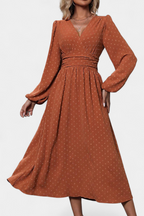 Faela Vestido Midi de Oficina con Lunares Suizos