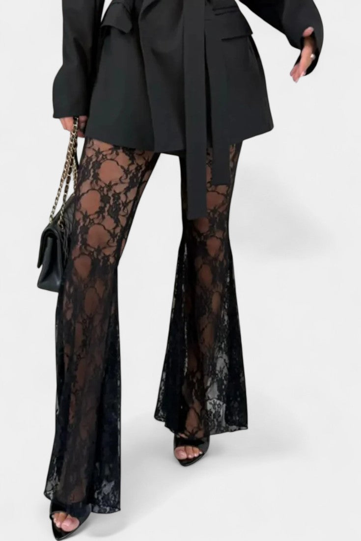Demelza Conjunto de Blazer Oversized y Pantalones con Encaje Floral