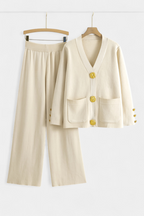 Aireen Conjunto de Punto con Cárdigan y Pantalón de Pierna Ancha