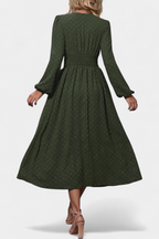 Faela Vestido Midi de Oficina con Lunares Suizos