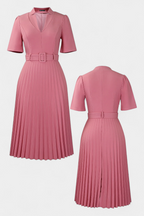 Seliora Vestido Midi de Trabajo con Cinturón y Plisados