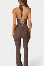 Kendra Mono Halter de Encaje con Espalda Ajustable