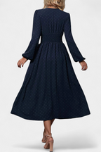 Faela Vestido Midi de Oficina con Lunares Suizos