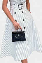Diana Vestido Camisero Midi a Rayas con Cintura Anudada