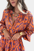 Yasmine Mono Mini con Volantes y Estampado Ikat