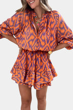 Yasmine Mono Mini con Volantes y Estampado Ikat