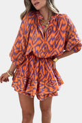 Yasmine Mono Mini con Volantes y Estampado Ikat