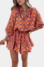 Yasmine Mono Mini con Volantes y Estampado Ikat