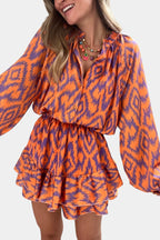 Yasmine Mono Mini con Volantes y Estampado Ikat