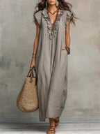 Camila™ | Vestido Largo Bohemio en Lino y Algodón