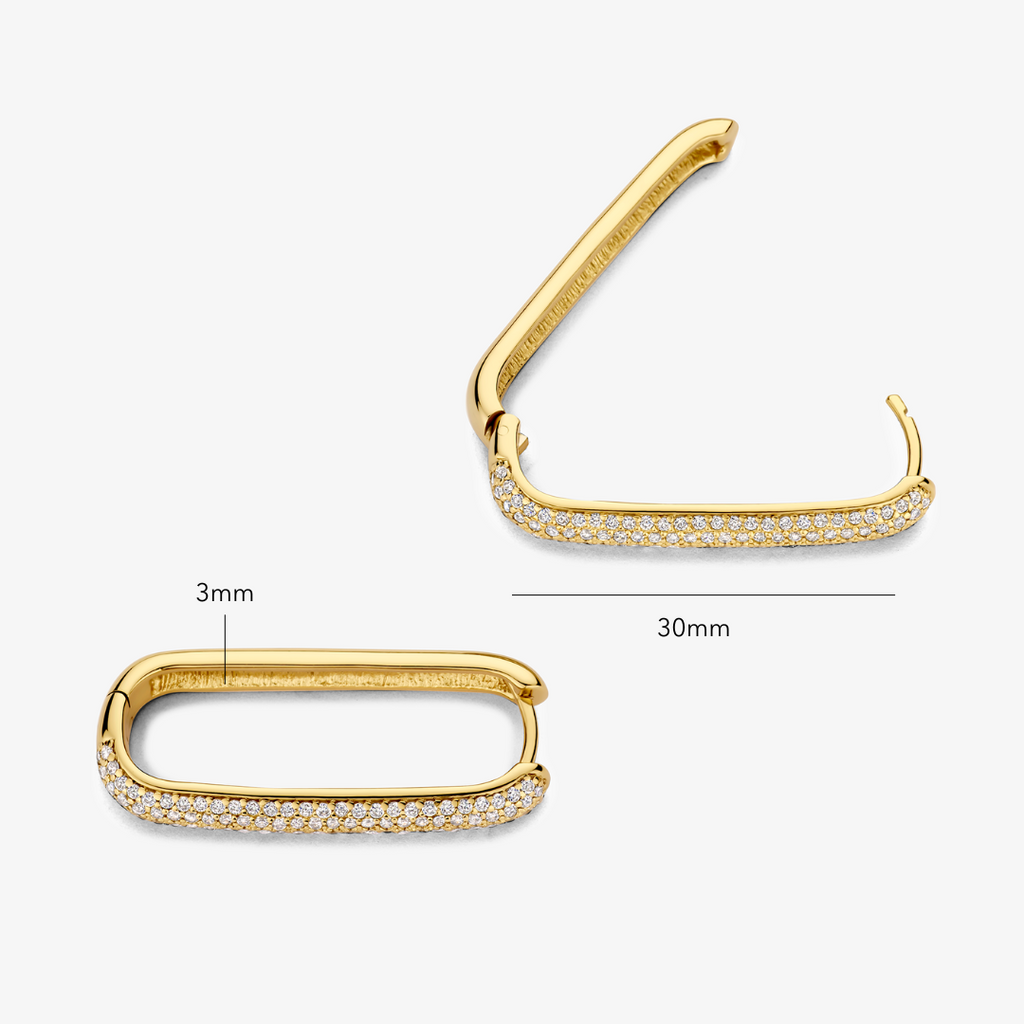 Pendientes Grandes Argolla Ícono Diamante | Oro