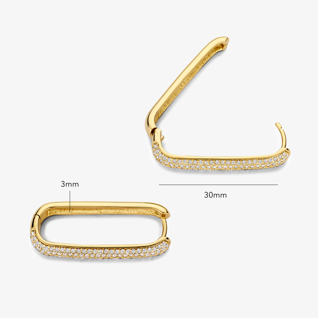 Pendientes Grandes Argolla Ícono Diamante | Oro